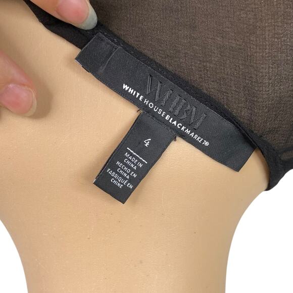 White House Black Market Sheer Lace Applique Ruffle Witchy Tunic Top SZ 4 - Picture 10 of 11